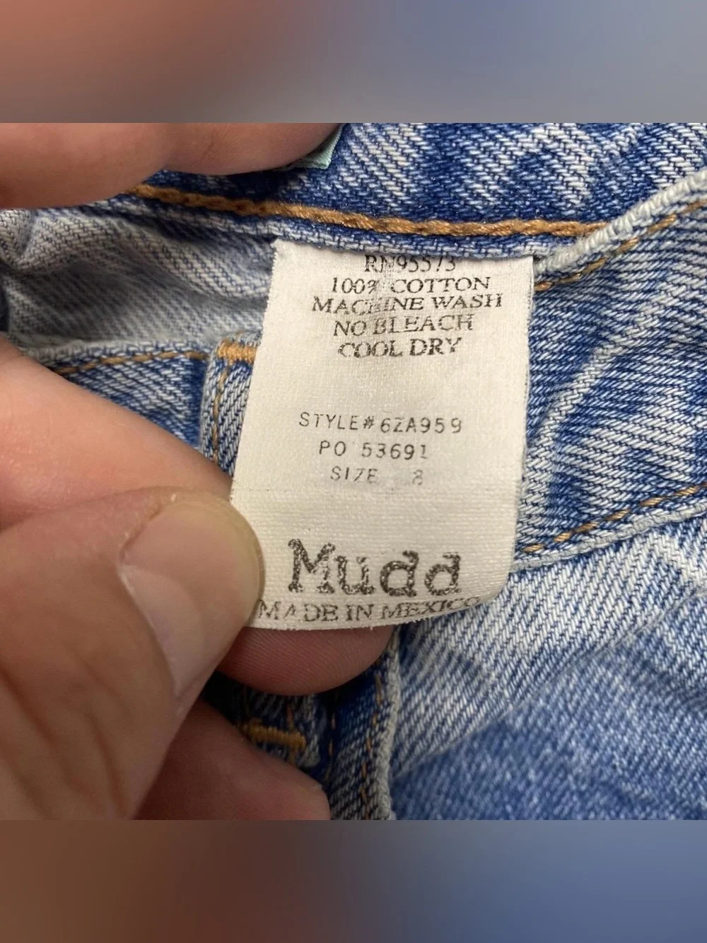 VTG  Kids Mudd Jeans Girls size 8 Blue Light Wash Flared Distressed Embroidered